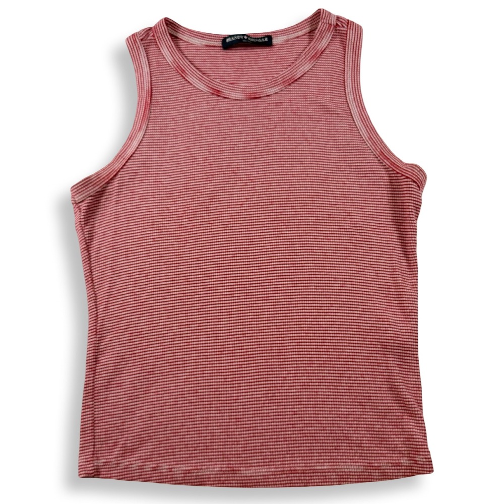 Brandy Melville Red White Striped Ribbed Tank Top One Size‎ Made In Italy JK16